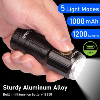 TH001 Small Rechargeable Flashlight 2 Pack