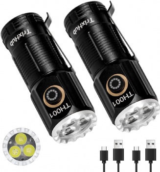 TH001 Small Rechargeable Flashlight 2 Pack