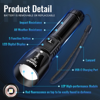 TH003 5 Mode Rechargeable Flashlights 2 Pack