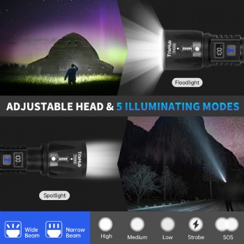 TH003 5 Mode Rechargeable Flashlights 2 Pack
